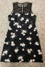 EXPRESS Women's Sexy Mini Dress Open Side Lined Little Black Dress Floral Size 8