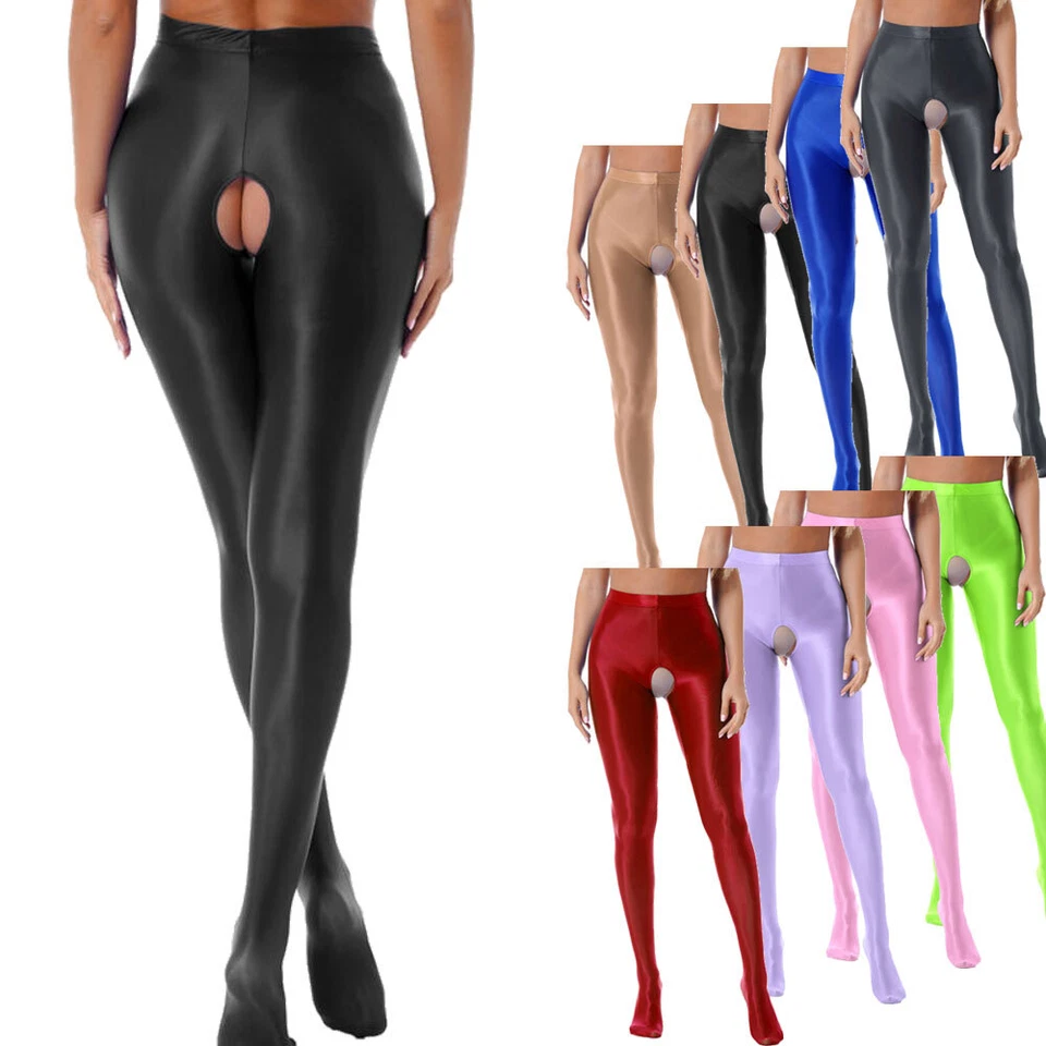 Women's Sexy Sheer Oil Shiny Glossy Tights Stocking Ultra Pantyhose Thin Hosiery - Image 3 of 4