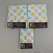Vintage 70s NOS Bibb Floral Trellis Printed Sheet Set & Pillowcases - Full #9518