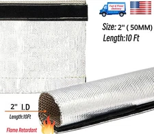 2"ID Metallic Heat Shield Sleeve 10Ft Insulated Wire Hose Cover Wrap Heat sheath