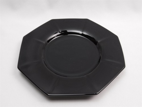 Vintage L.E. Smith 7.75" Black Amethyst Glass Octagon Salad Plates - Picture 9 of 12
