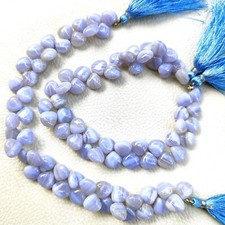Piedras preciosas de ágata de encaje azul natural tamaño 9 mm cuentas lisas en forma de corazón hilo de 8"