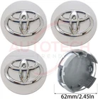 SET OF 4 TOYOTA WHEEL RIMS CENTER CAPS SILVER/CHROME LOGO 62MM CAMRY
