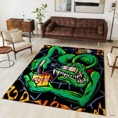 Hot Rod Rat Fink Doormat Hot Rod Garage Welcome Mat, Halloween