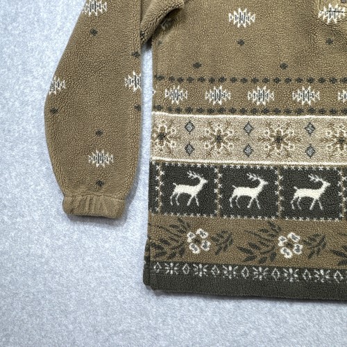 Woolrich Fleece Pullover Women Small Brown Aztec Deer Pattern Southwest Cozy - Picture 5 of 13