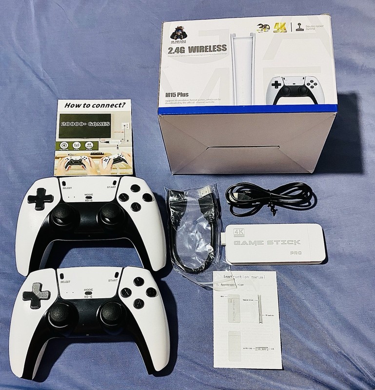 Brand New 4K Game Stick Pro 20000+ Games Retro Console 2 Wireless Controllers