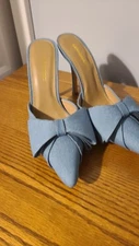 NWT Princess Polly Signature Heels Blue Denim Size 6