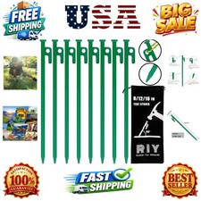 8 Pack Tent Stakes Heavy Duty 12 inch Steel Tent Pegs for Camping Unbreakable...