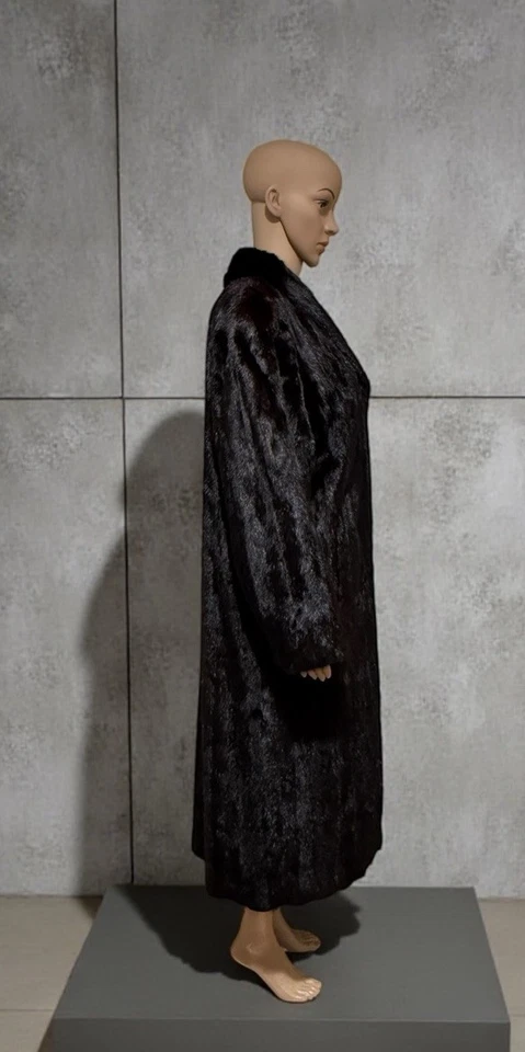 Abrigo de piel de visón BLACKGLAMA vintage para dama longitud completa 12-14 Foto 4 de 4