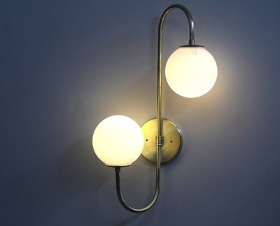 Mid Century Modern Brass Sphere Wall Lamp Decorative Vintage Lighting Fixture X