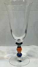 Mikasa Iced Tea Glass Festive Kensington Amber & Blue Stem 9”  Replacement