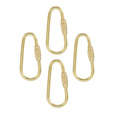 4Pack Brass Key Ring, Screw Lock Clip Keychain Hook Holder for Keys