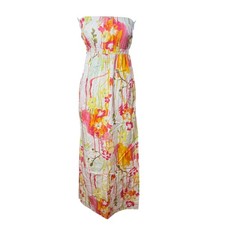 Old Navy Strapless Floral Maxi Dress Women Medium Linen Blend Boho Summer