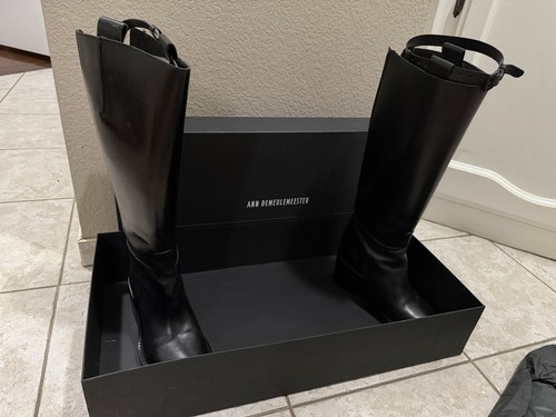 Ann Demeulemeester Women's Stan Black Leather Riding Boots