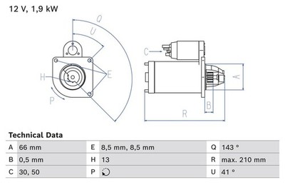 BOSCH Anlasser Starter 0 986 025 040 +40.89  Pfand 12V für BMW 2er Active Tourer