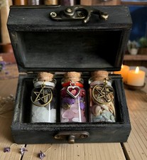 Witchcraft Mini Spell Bottle Gift Box Set For PROTECTION WEALTH