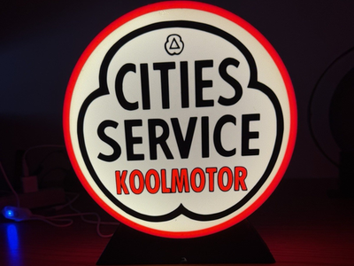 #ad #ad Cities Service Koolmotor Gas amp; Oil Advertising Sign Illuminated White Red Black $35.00