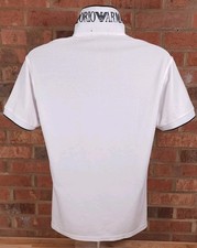 Emporio Armani Spellout Collar Logo White Polo Shirt Size XL Slim Fit
