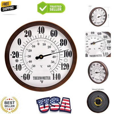 12'' Indoor Outdoor Thermometer Large Numbers, Hanging Decorative Wall Thermo...