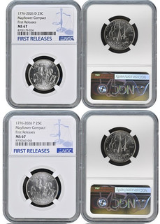 2026 D/P Quarters Set 25c Mayflower Compact NGC MS67 First Releases #379