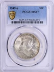1949 S Franklin Half PCGS MS67 Gold Shield Holder Key Date