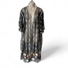 Floral Embroidered Mesh Kimono, Women s Size S/M