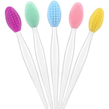 5 Pcs Lip Scrub Brush,Lip Scrubber Exfoliator,Double-Sided Silicone Lip Brush...