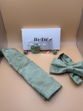 Hi-Tie Green Paisley Bow Tie Set with Accessories