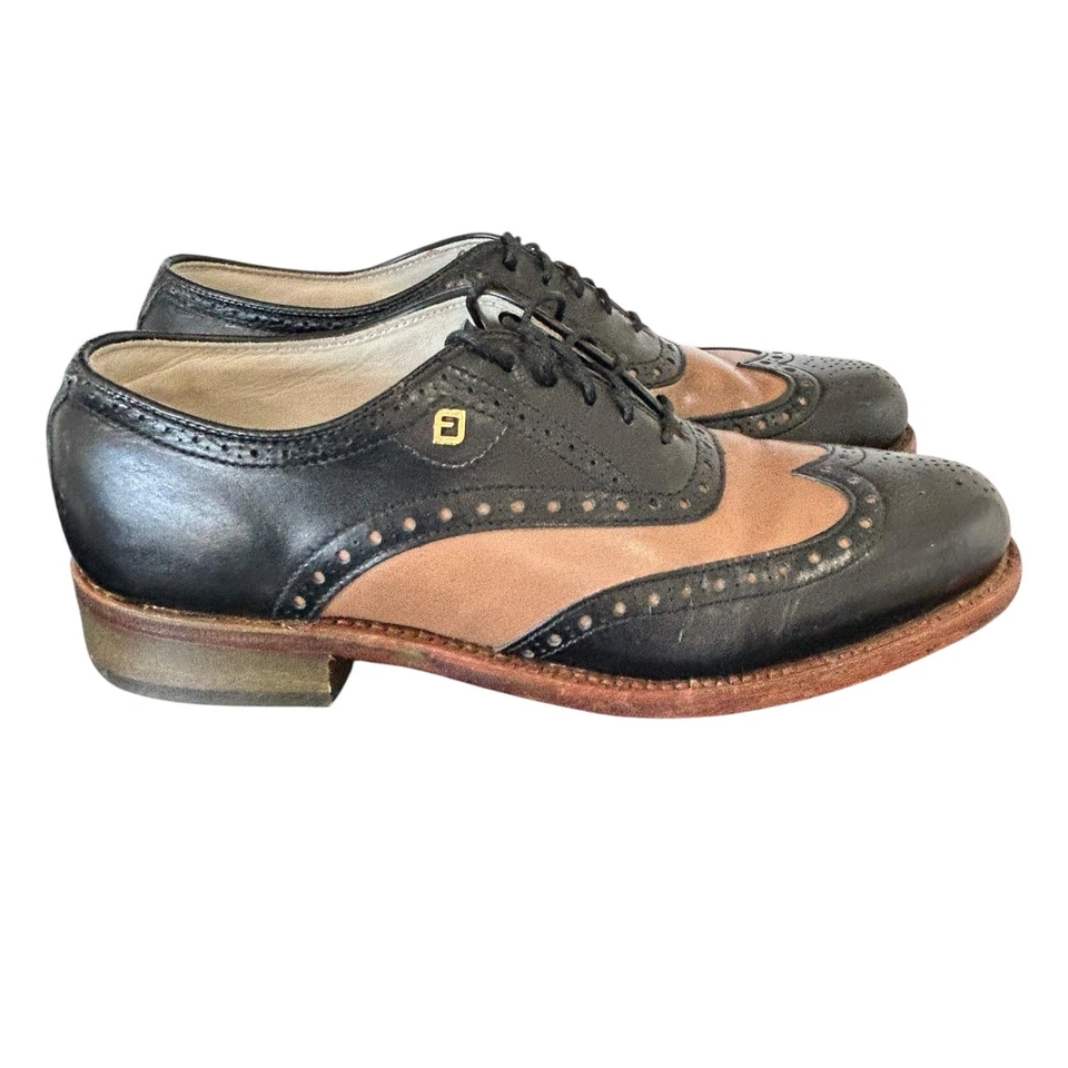 Vintage Footjoy Classics Golf Shoes Women 7 AA Leather Wingtip Oxford Preppy USA - Image 3 of 4