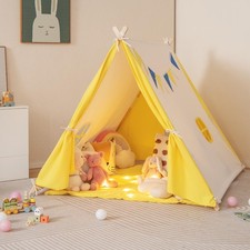 Kids Large Play Tent Cute Window  Colorful Pennant Banners Design Playhouse