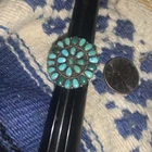 New ListingSize 8 1/2 Old Vintage TURQUOISE CLUSTER PETIT POINT Silver RING