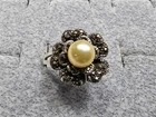 GRANDMA GRABE'S BEAUTIFUL VINTAGE 925 STERLING SILVER FAUX PEARL 4.9G RING SZ8.5
