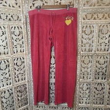 Vintage Juicy Couture Terry Cloth Pants Yellow Heart Rhinestone Logo Y2K 2000 XL