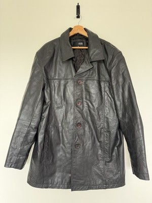 Armando Herren Echt Leder Jacke Mantel XL schwarz Vintage Knopfleiste mittellang