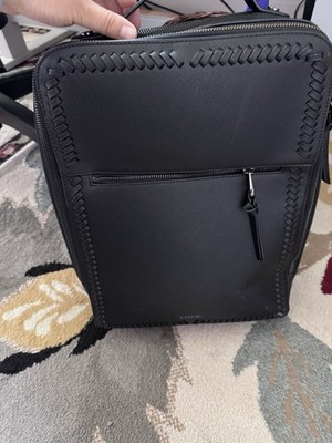 CALPAK Black Zip Backpack w/ Front Pocket, Adjustable Strap, Silver Hardware