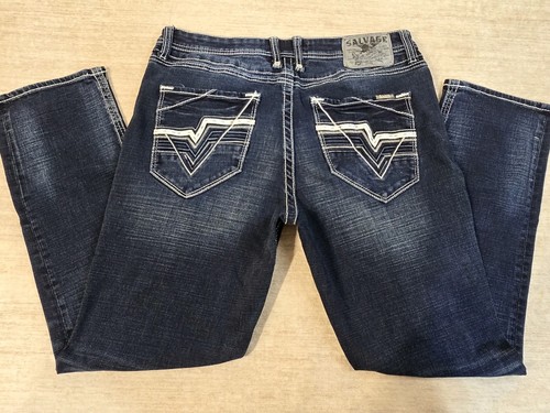 Salvage Supply Company Jeans Blue Mayhem Boot Regular Fit 36x32 Thick Stitched 