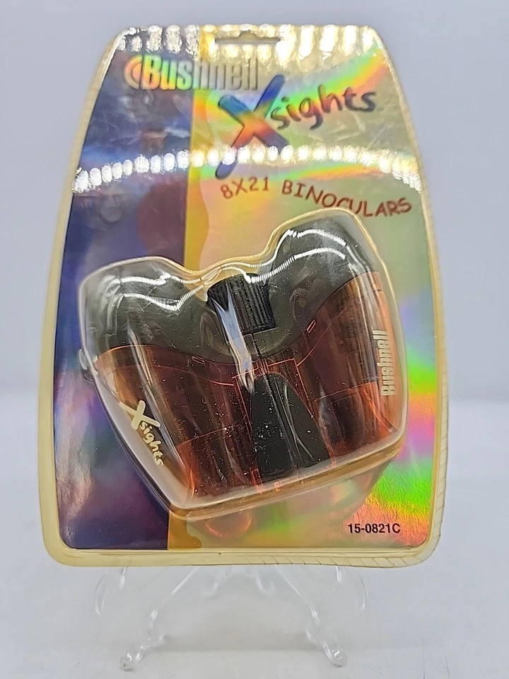 Bushnell X Sights Pocket Small 4x3" Thumb Focus Mini Binoculars Orange 8x21 Bag - Image 2 of 4