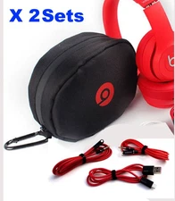 2 Sets of Case + 3 Cables  for Beats by Dr Dre Wireles Solo Solo-2 HD Headphones
