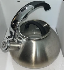 BRANDANI~ Stainless Steel Whistling Tea Kettle Silver Black Kitchenware Series