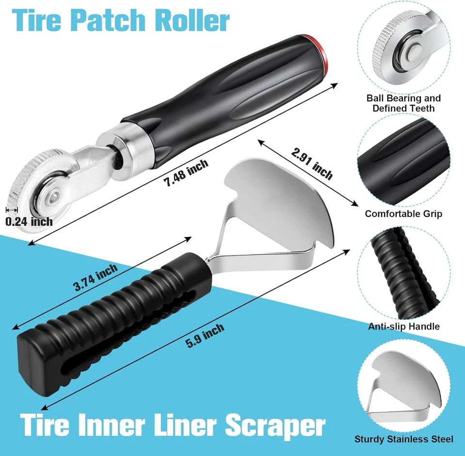Kit de parches de reparación de neumáticos de 35 piezas de alta resistencia, parches de neumáticos 32/45/58 mm herramienta de reparación de neumáticos Foto 4 de 4