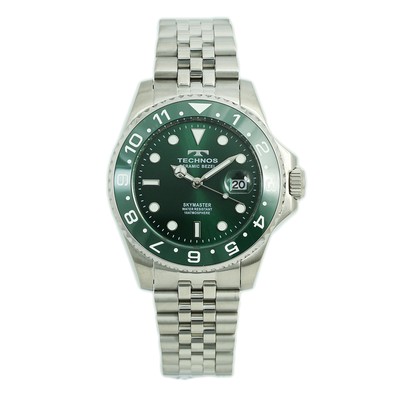 TECHNOS T9C11MM T9C11 Series Quartz Analog Green Silver | eBay