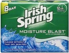 Irish Spring Deodorant Bar Soap Moisture Blast w HydroBeads 3.75oz 8 Pack