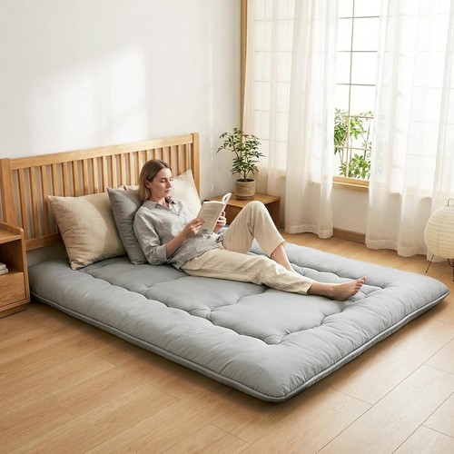 4" Roll Up Floor Mattress Japanese Futon Mat Tatami for Guest,w/ Removable Cover