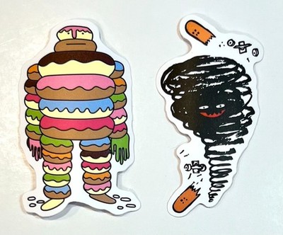 Almost Skateboards Jean Jullien Stickers Set of 2 - Donut Man & Tornado - 2''