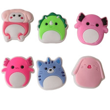 NWT  Squishmallows 6-pc Shoe Jewelry Charms Azolotl Dinosaur Unicorn Kitty