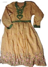 Yellow Green Anarkali Kurta Kurti Gown Dress Floral