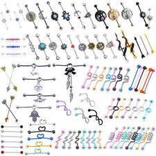 1PC 14G Surgical Steel Industrial Barbell Earring Cartilage Ear Piercing Jewelry