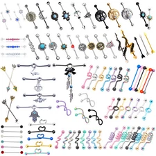 1PC 14G Surgical Steel Industrial Barbell Earring Cartilage Ear Piercing Jewelry