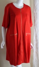 Exclusively Misook -sz 1x Flame Orange Red Zip-up Long Duster Jacket Or Dress