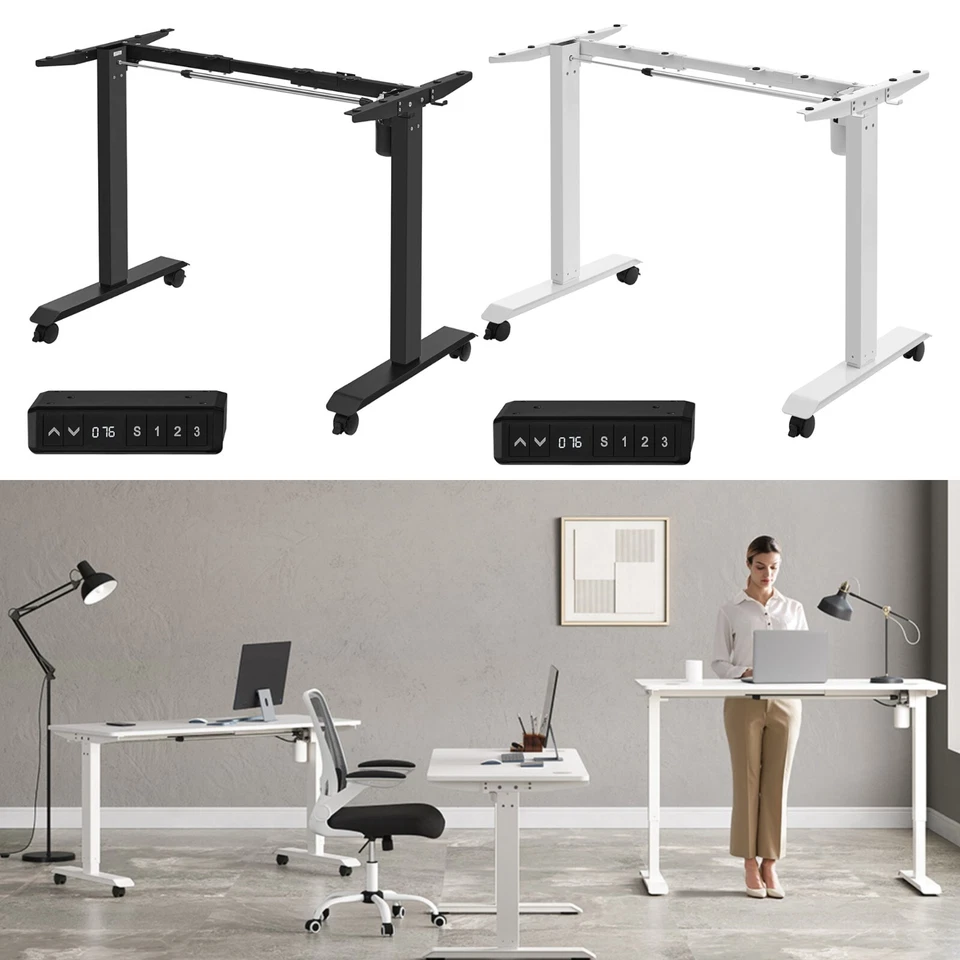 Höhenverstellbarer Schreibtisch elektrisch Tischgestell mit Haken Memoryfunktion